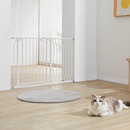 Baby Gate, 749-1229 mm Extra Wide, 762 mm High, Dog Gate for Stairs Doorways and House, Easy Step Walk Thru Auto Close Child Gate Pet Security Gate with Pressure Mount and Wall Mount Kit, White