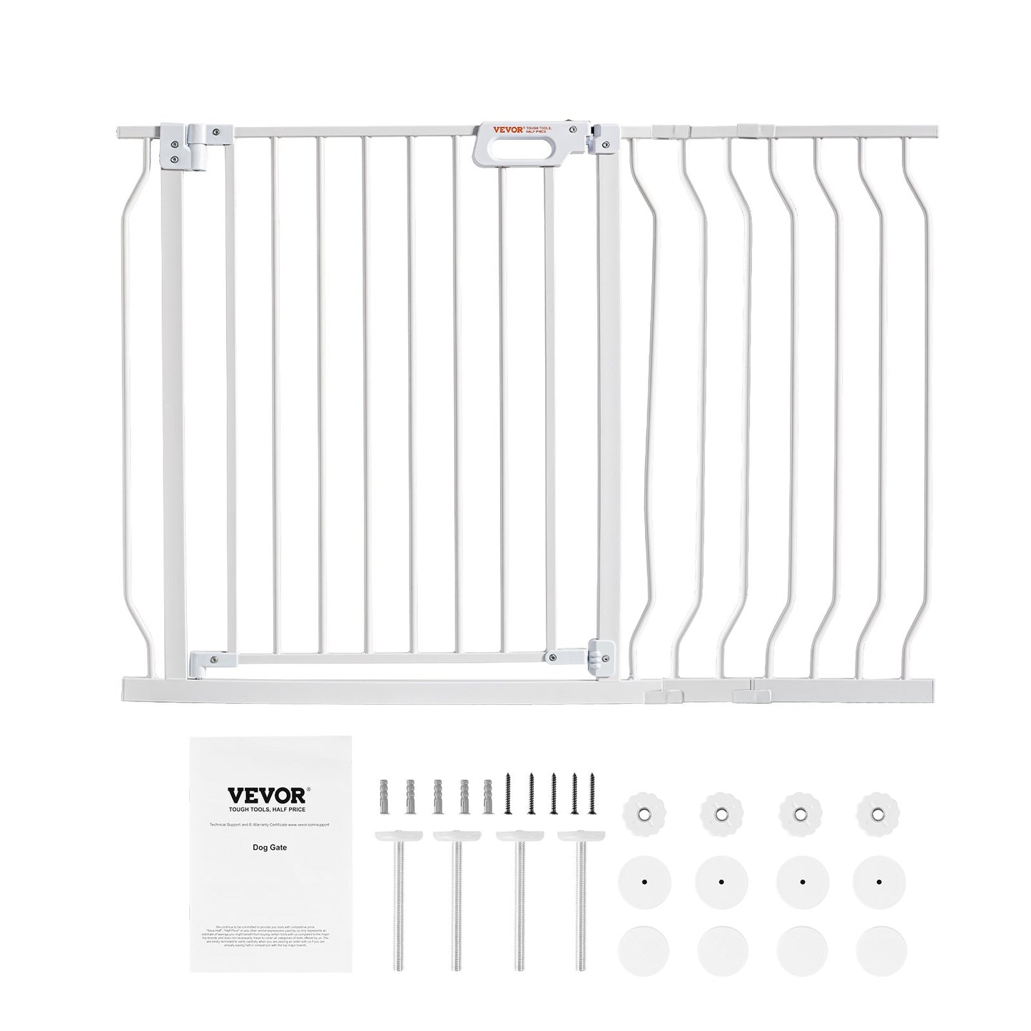 Baby Gate, 749-1229 mm Extra Wide, 762 mm High, Dog Gate for Stairs Doorways and House, Easy Step Walk Thru Auto Close Child Gate Pet Security Gate with Pressure Mount and Wall Mount Kit, White