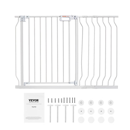 Baby Gate, 749-1229 mm Extra Wide, 762 mm High, Dog Gate for Stairs Doorways and House, Easy Step Walk Thru Auto Close Child Gate Pet Security Gate with Pressure Mount and Wall Mount Kit, White