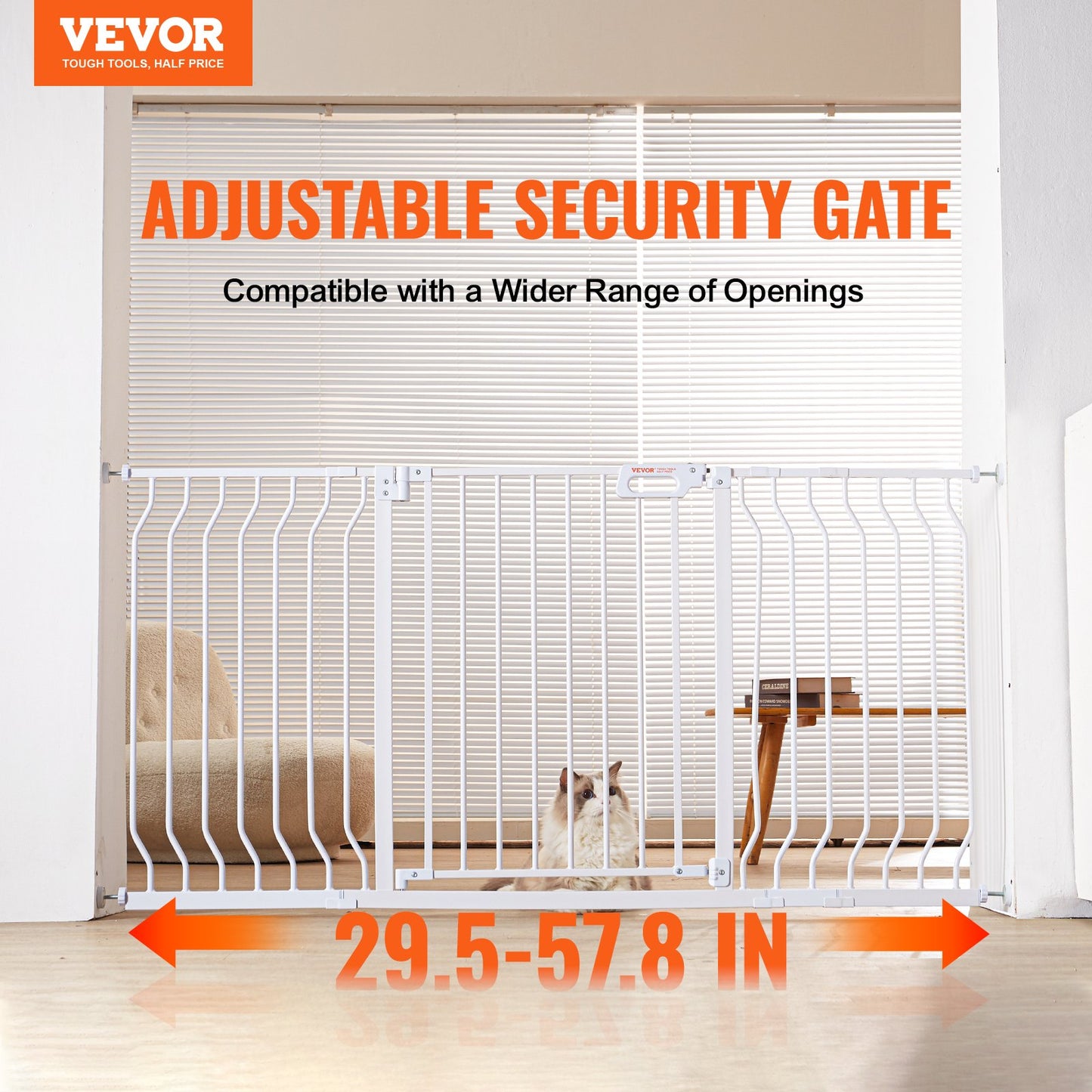 VEVOR Baby Gate, 749-1468 mm Extra Wide, 762 mm High, Dog Gate for Stairs Doorways