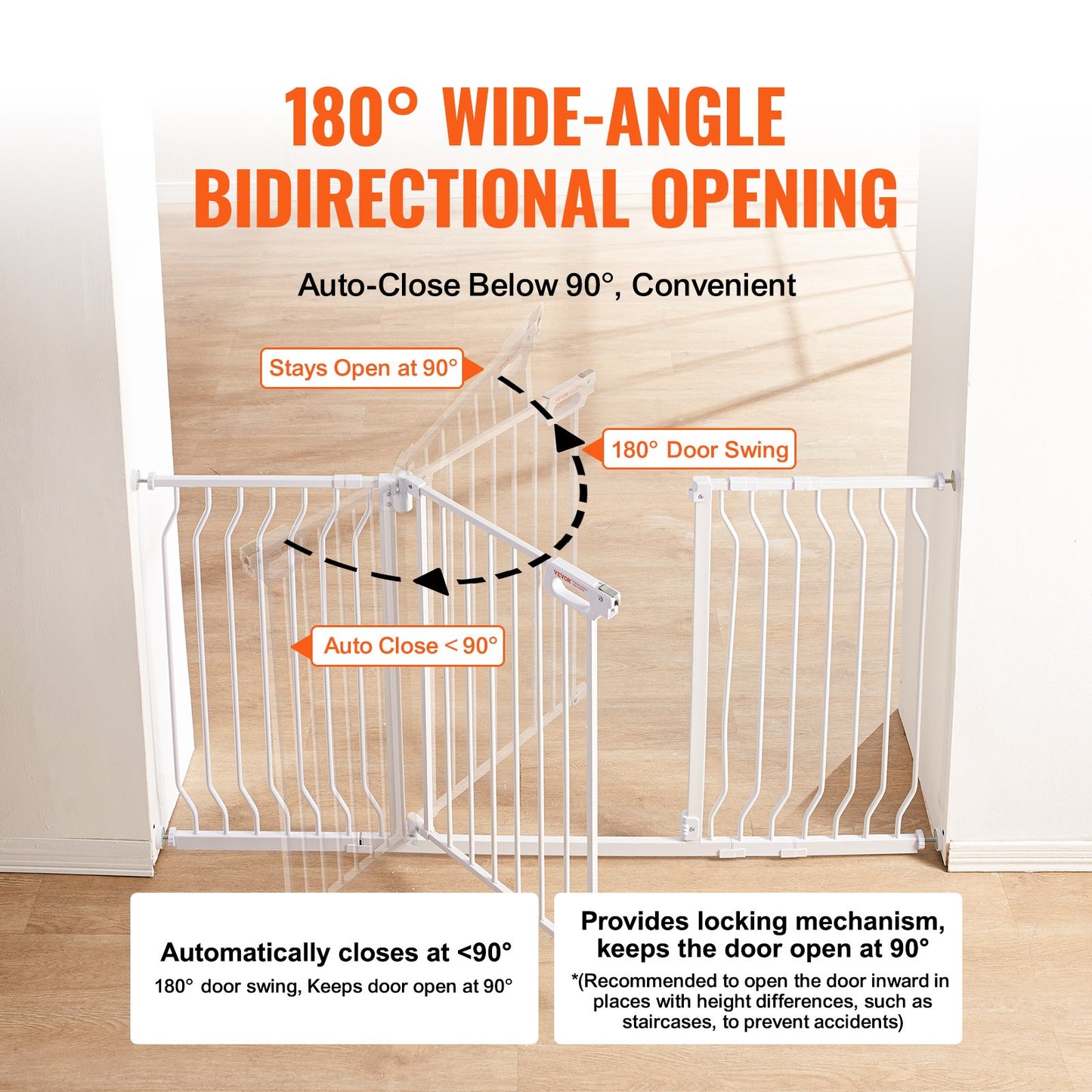 VEVOR Baby Gate, 749-1468 mm Extra Wide, 762 mm High, Dog Gate for Stairs Doorways