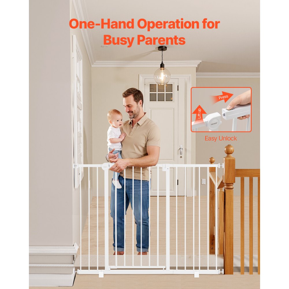 Baby Gate 26-48 Inches Adjustable Width 36 Inches High Dog Gate White
