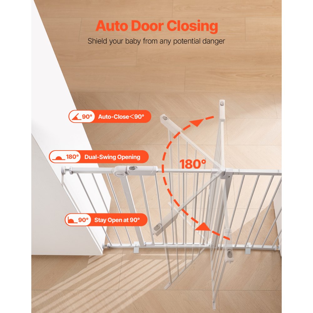 Baby Gate 26-48 Inches Adjustable Width 36 Inches High Dog Gate White
