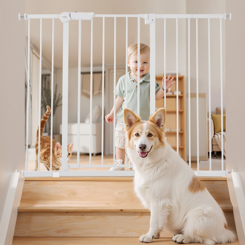 Baby Gate 26-48 Inches Adjustable Width 36 Inches High Dog Gate White