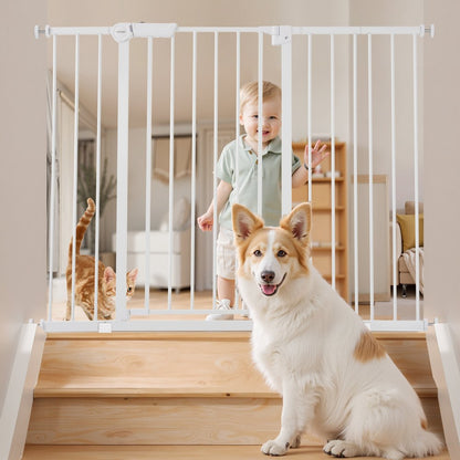 Baby Gate 26-48 Inches Adjustable Width 36 Inches High Dog Gate White