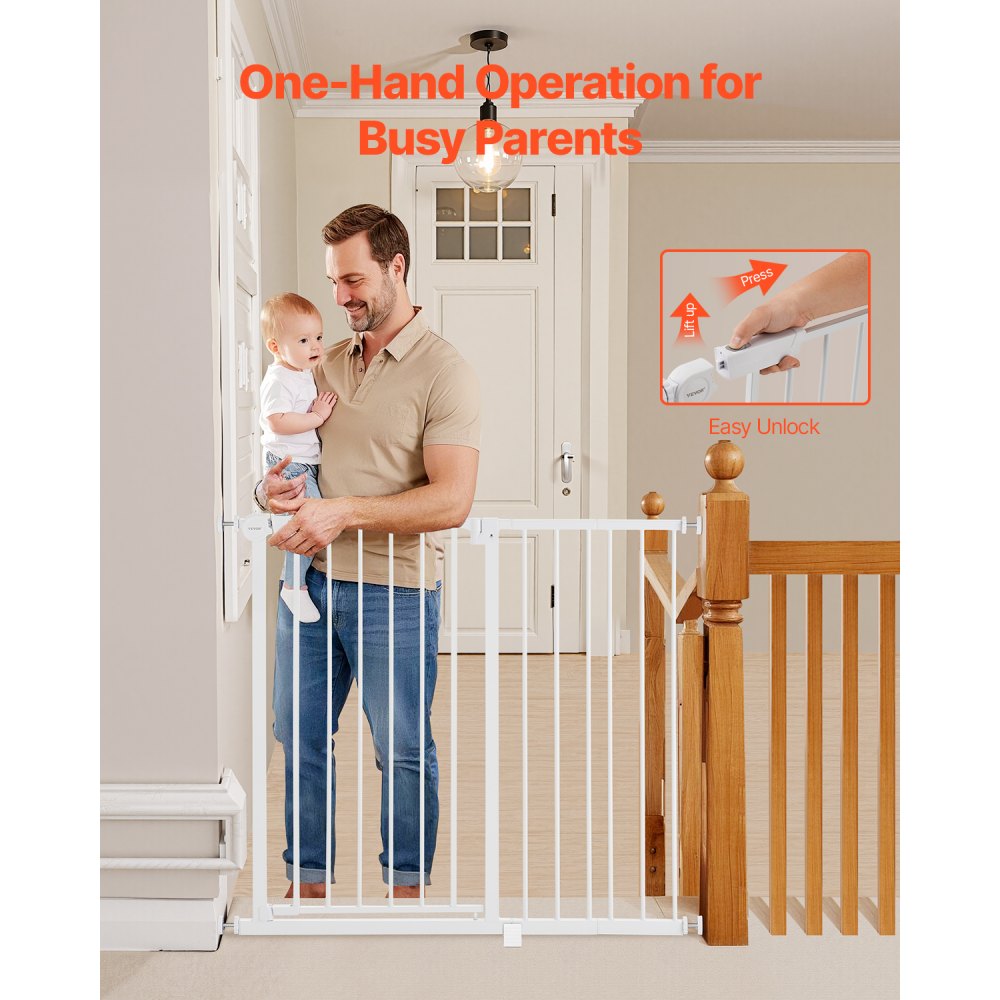 Baby Gate 26-40 Inches Adjustable Width 36 Inches High Dog Gate White
