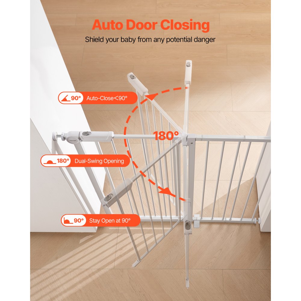 Baby Gate 26-40 Inches Adjustable Width 36 Inches High Dog Gate White