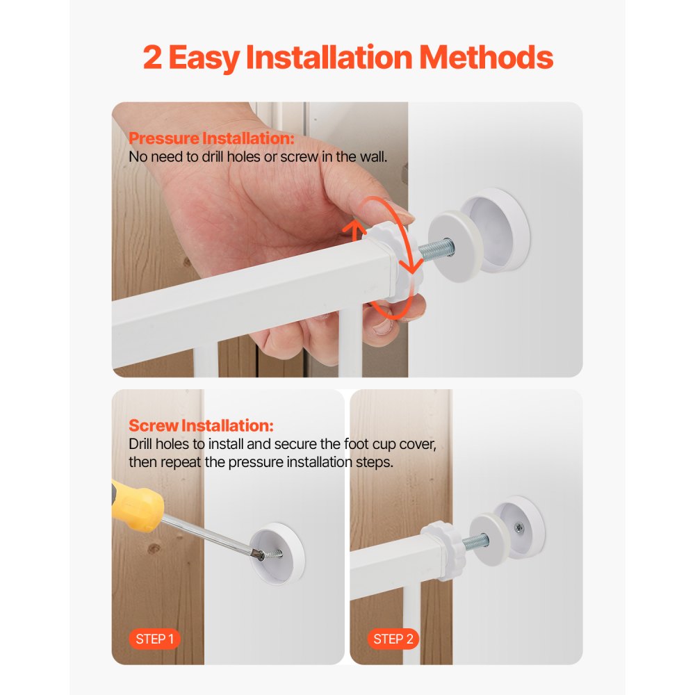 Baby Gate 26-40 Inches Adjustable Width 36 Inches High Dog Gate White