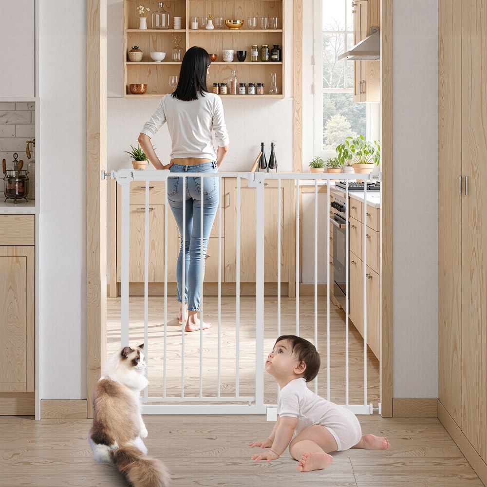Baby Gate 26-40 Inches Adjustable Width 36 Inches High Dog Gate White