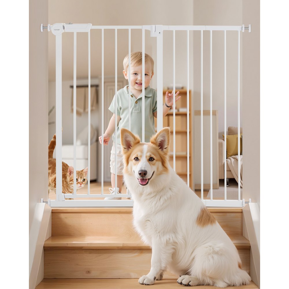 Baby Gate 26-40 Inches Adjustable Width 36 Inches High Dog Gate White