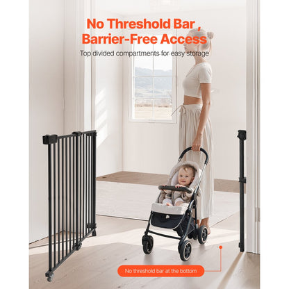 VEVOR Baby Gate 29.5-43 Inches Adjustable Width 28 Inches High Dog Gate Black