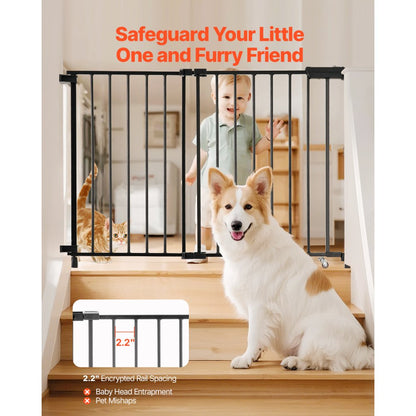 VEVOR Baby Gate 29.5-43 Inches Adjustable Width 28 Inches High Dog Gate Black