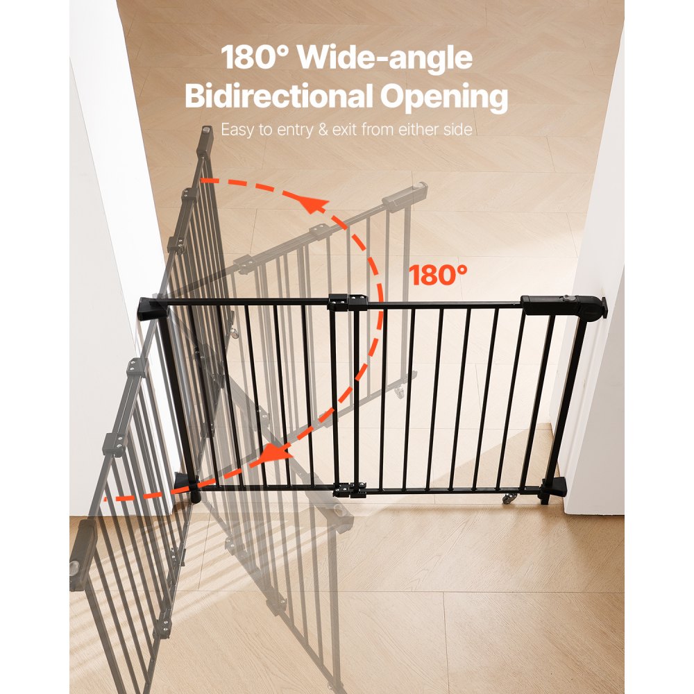 VEVOR Baby Gate 29.5-43 Inches Adjustable Width 28 Inches High Dog Gate Black