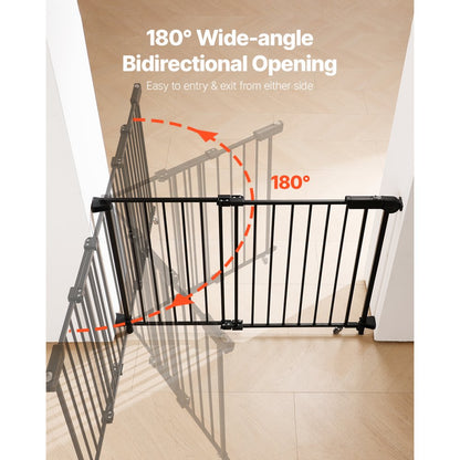 VEVOR Baby Gate 29.5-43 Inches Adjustable Width 28 Inches High Dog Gate Black