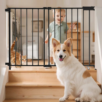 VEVOR Baby Gate 29.5-43 Inches Adjustable Width 28 Inches High Dog Gate Black