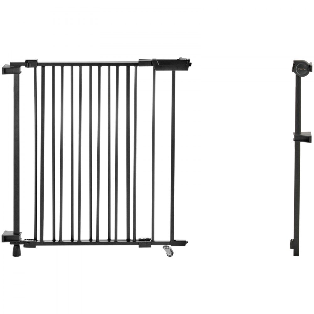 VEVOR Baby Gate 29.5-43 Inches Adjustable Width 28 Inches High Dog Gate Black
