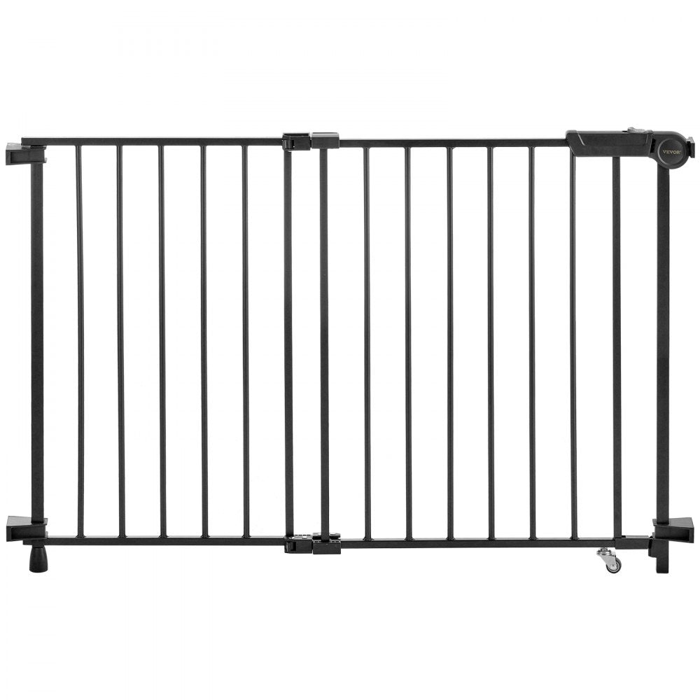 VEVOR Baby Gate 29.5-43 Inches Adjustable Width 28 Inches High Dog Gate Black