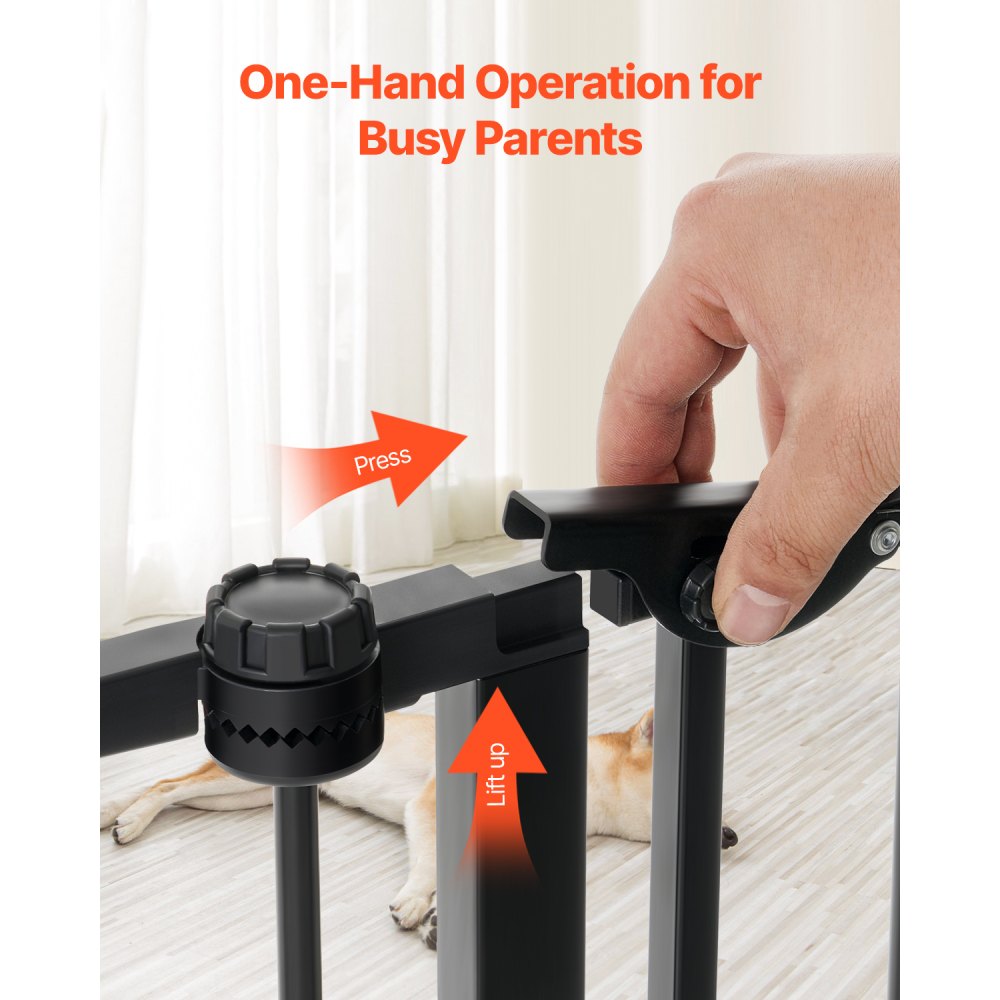 Baby Gate 192 Inch Extra Wide 28 Inch High 8-Panel Foldable Dog Gate Black
