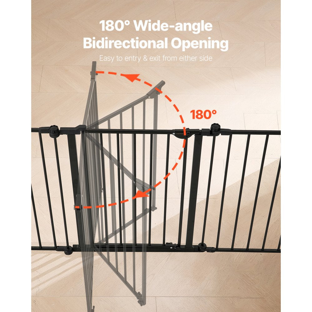 Baby Gate 192 Inch Extra Wide 28 Inch High 8-Panel Foldable Dog Gate Black