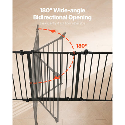 Baby Gate 192 Inch Extra Wide 28 Inch High 8-Panel Foldable Dog Gate Black