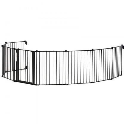 Baby Gate 192 Inch Extra Wide 28 Inch High 8-Panel Foldable Dog Gate Black