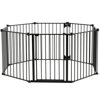 Baby Gate 192 Inch Extra Wide 28 Inch High 8-Panel Foldable Dog Gate Black