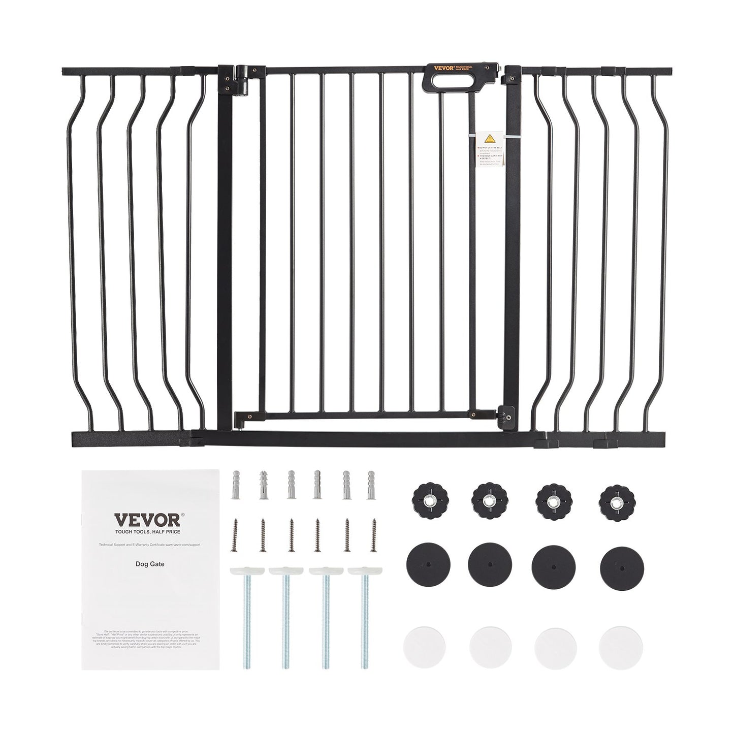 Baby Gate, 749-1468 mm Extra Wide, 762 mm High, Dog Gate for Stairs Doorways and House, Easy Step Walk Thru Auto Close Child Gate Pet Security Gate with Pressure Mount and Wall Mount Kit, Black