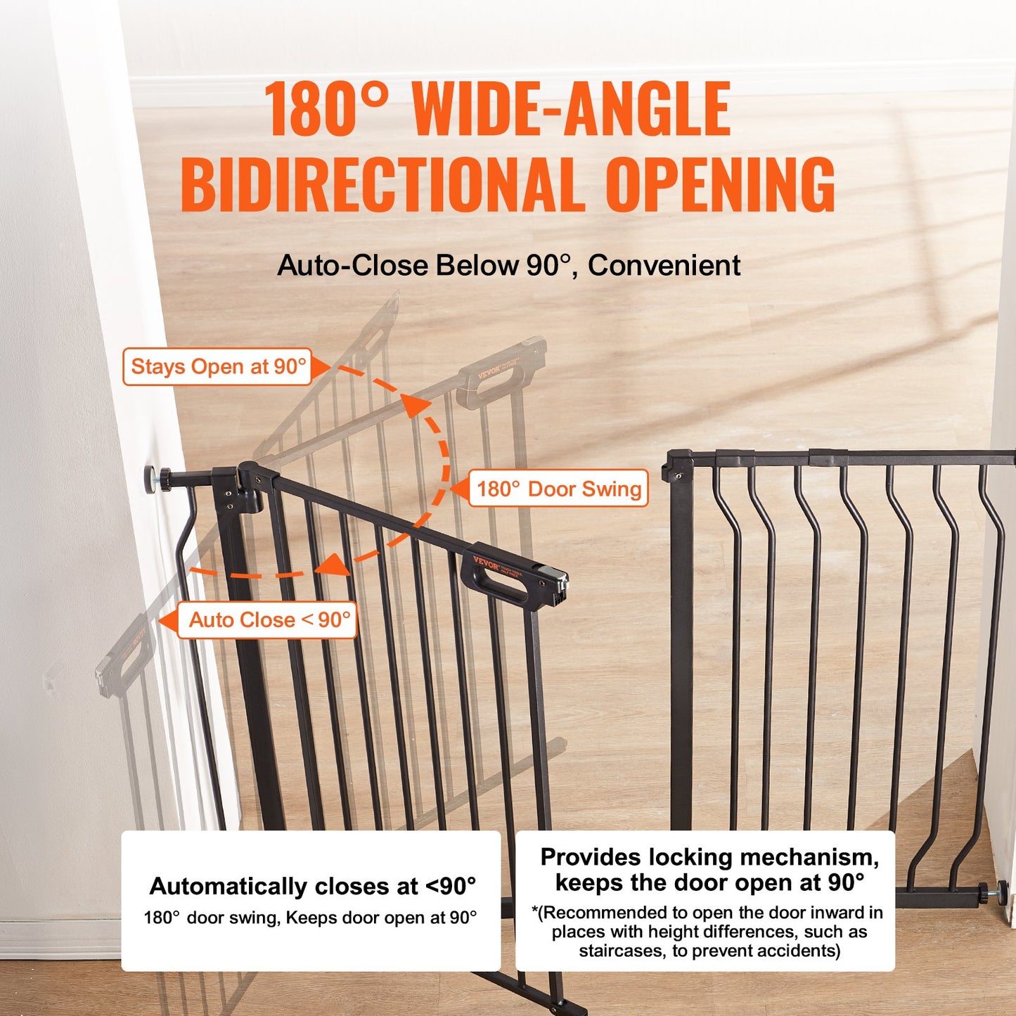 VEVOR Baby Gate, 749-1229 mm Extra Wide, 762 mm High, Dog Gate for Stairs Doorways