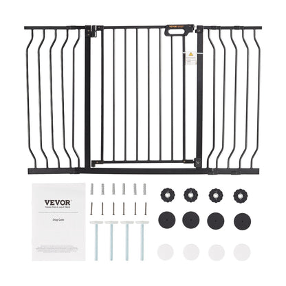 Baby Gate, 749-1346 mm Extra Wide, 762 mm High, Dog Gate for Stairs Doorways and House, Easy Step Walk Thru Auto Close Child Gate Pet Security Gate with Pressure Mount and Wall Mount Kit, Black