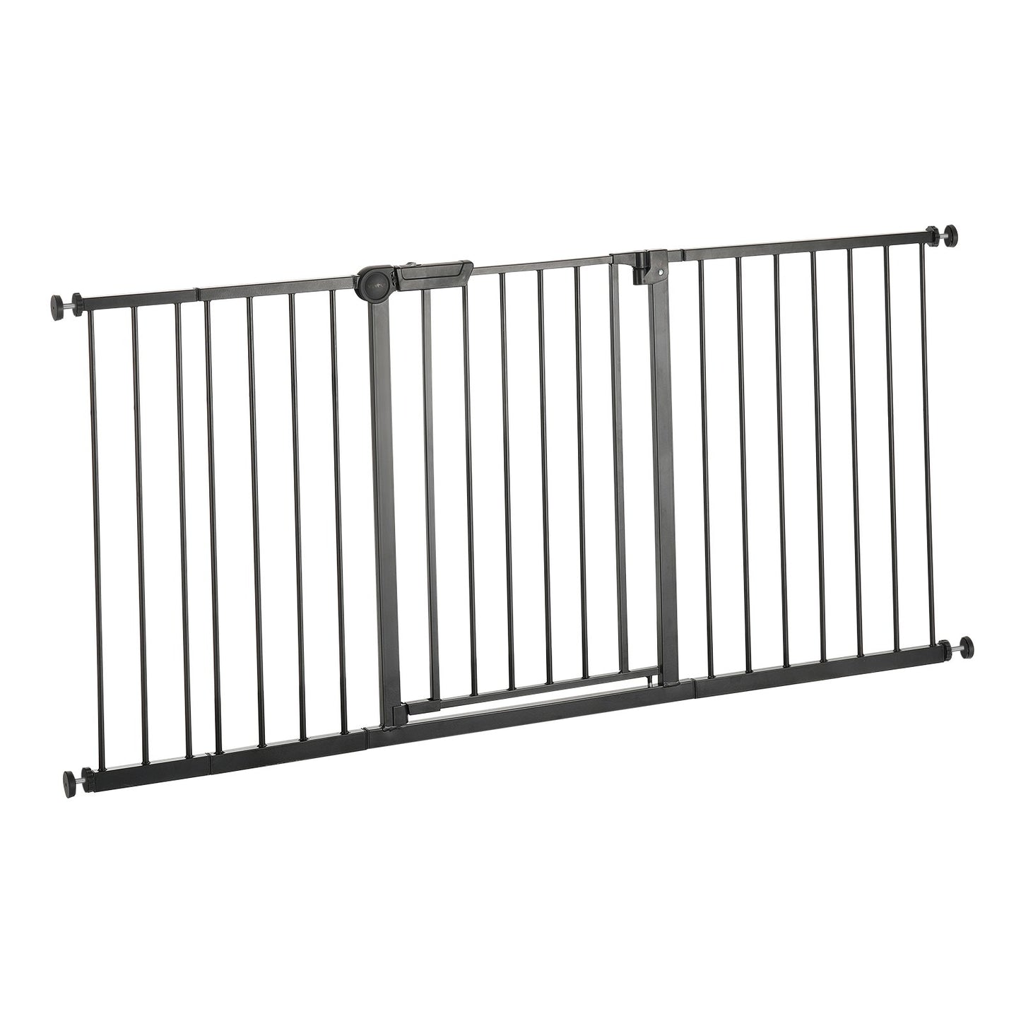 Baby Gate, 60.6-63.3 Inches Adjustable Width, 30 Inches High Dog Gate, Easy Step Walk Thru, for Child Pet Security, Pressure Mount Kit, Wall Cups, One-Hand Open, for Stairs and Doorways, Black