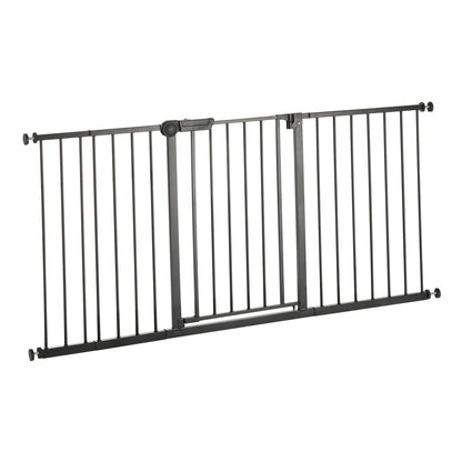 Baby Gate, 60.6-63.3 Inches Adjustable Width, 30 Inches High Dog Gate, Easy Step Walk Thru, for Child Pet Security, Pressure Mount Kit, Wall Cups, One-Hand Open, for Stairs and Doorways, Black
