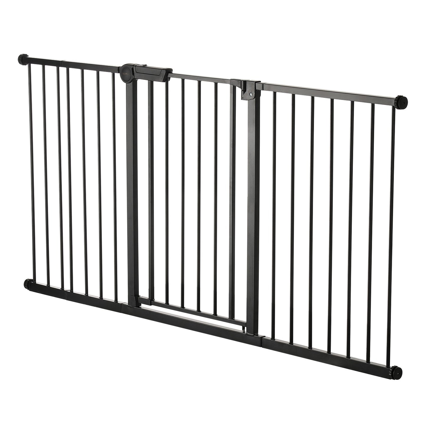 Baby Gate, 60.6-63.3 Inches Adjustable Width, 30 Inches High Dog Gate, Easy Step Walk Thru, for Child Pet Security, Pressure Mount Kit, Wall Cups, One-Hand Open, for Stairs and Doorways, Black