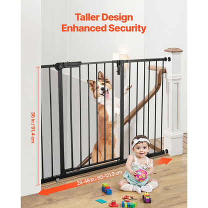 VEVOR Baby Gate 26-48 Inches Adjustable Width 36 Inches High Dog Gate Black