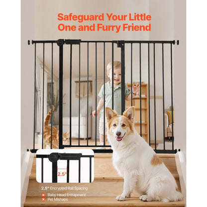 VEVOR Baby Gate 26-48 Inches Adjustable Width 36 Inches High Dog Gate Black