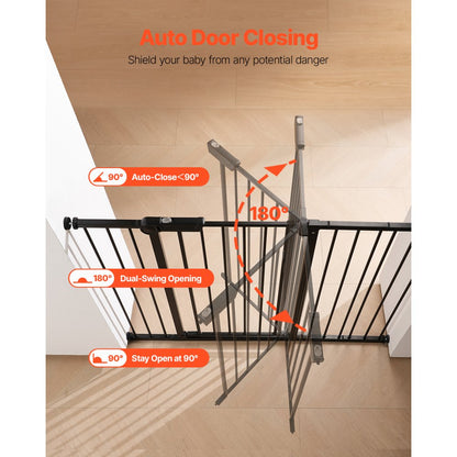 VEVOR Baby Gate 26-48 Inches Adjustable Width 36 Inches High Dog Gate Black