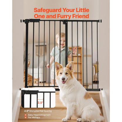 Baby Gate 26-40 Inches Adjustable Width 36 Inches High Dog Gate Black