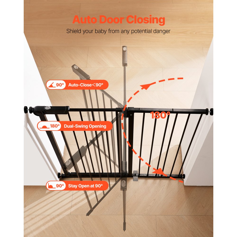 Baby Gate 26-40 Inches Adjustable Width 36 Inches High Dog Gate Black