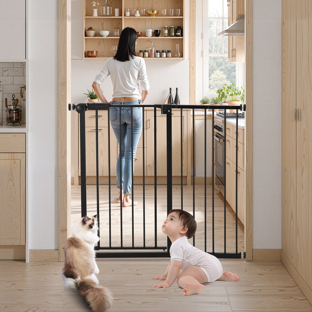 Baby Gate 26-40 Inches Adjustable Width 36 Inches High Dog Gate Black
