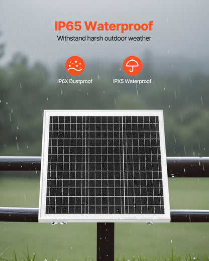 20W 12V Solar Panel Battery Charger, Solar Battery Trickle Charger Maintainer with Built-in Controller & Pole Mount Bracket, IP65 Waterproof for Gate Fence Farm Lawn (Fits 1.57" - 2.68" Poles)