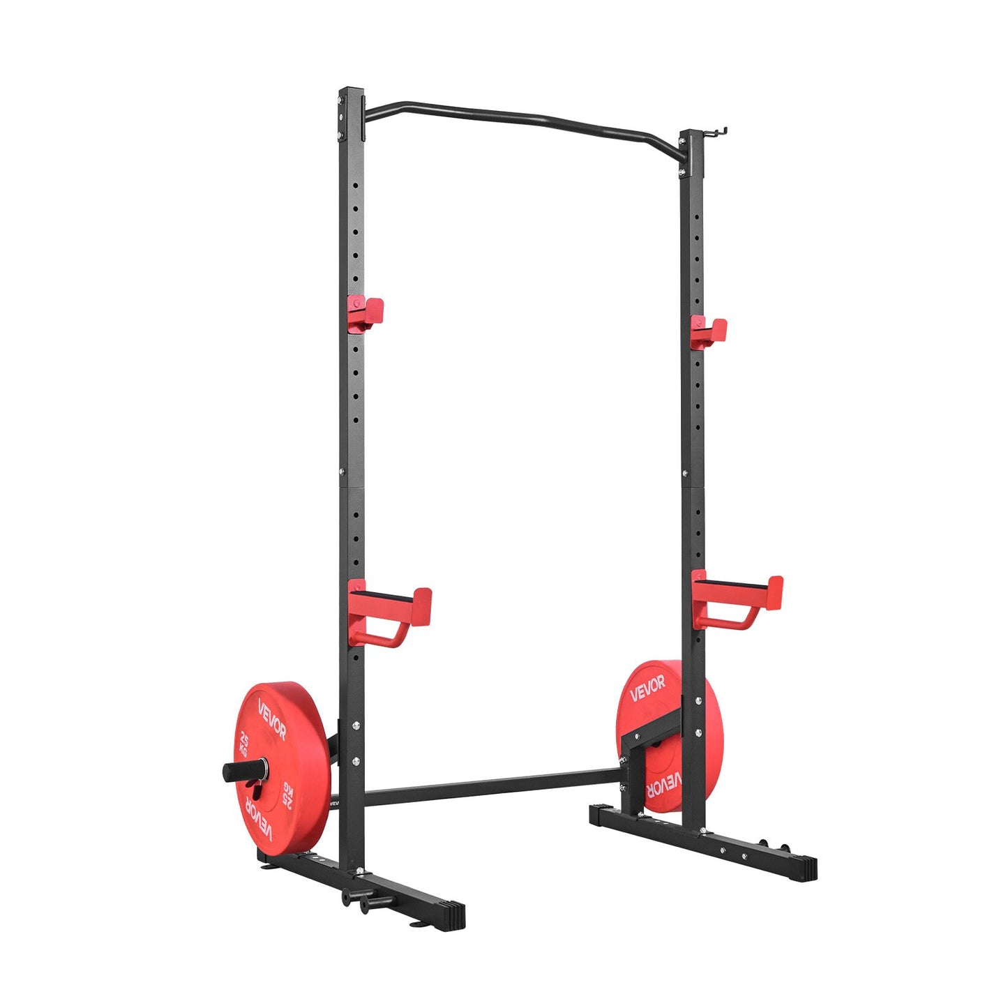 Power Cage Squat Rack, Multifunctional Power Rack Home Gym, Strength Training Workout Equipment with 4 Band Pegs, Adjustable J-Hooks & Safety Bars for Barbell Squat Bench Press Pull-Up