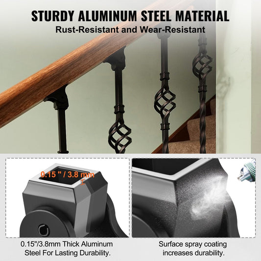 Aluminum Alloy Staircase Baluster Shoes - 50-Piece Set, 2x2.4x1.3 cm Each