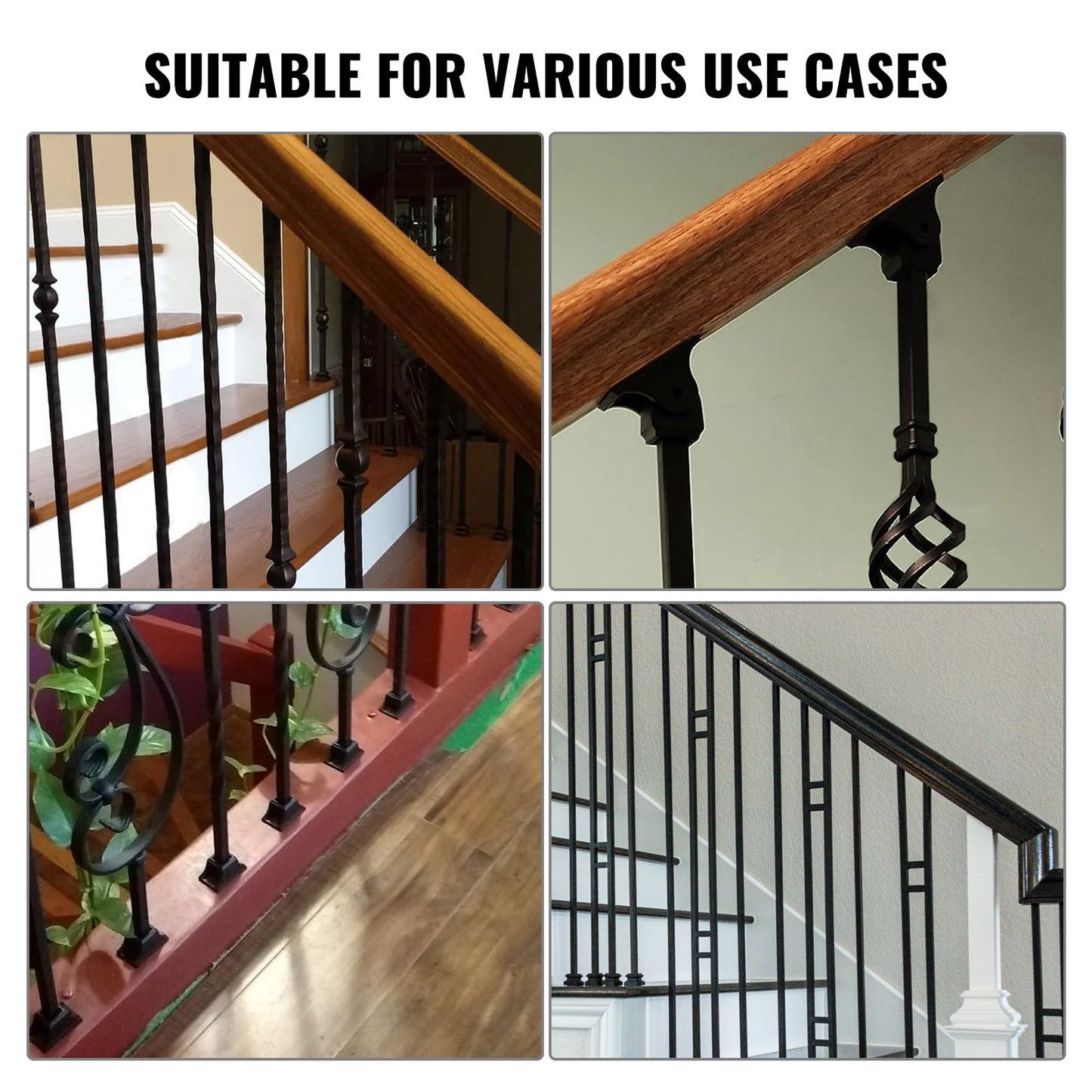VEVOR 50 PCS Aluminum Alloy Baluster Shoes Slant Wrought Spindles for Staircase