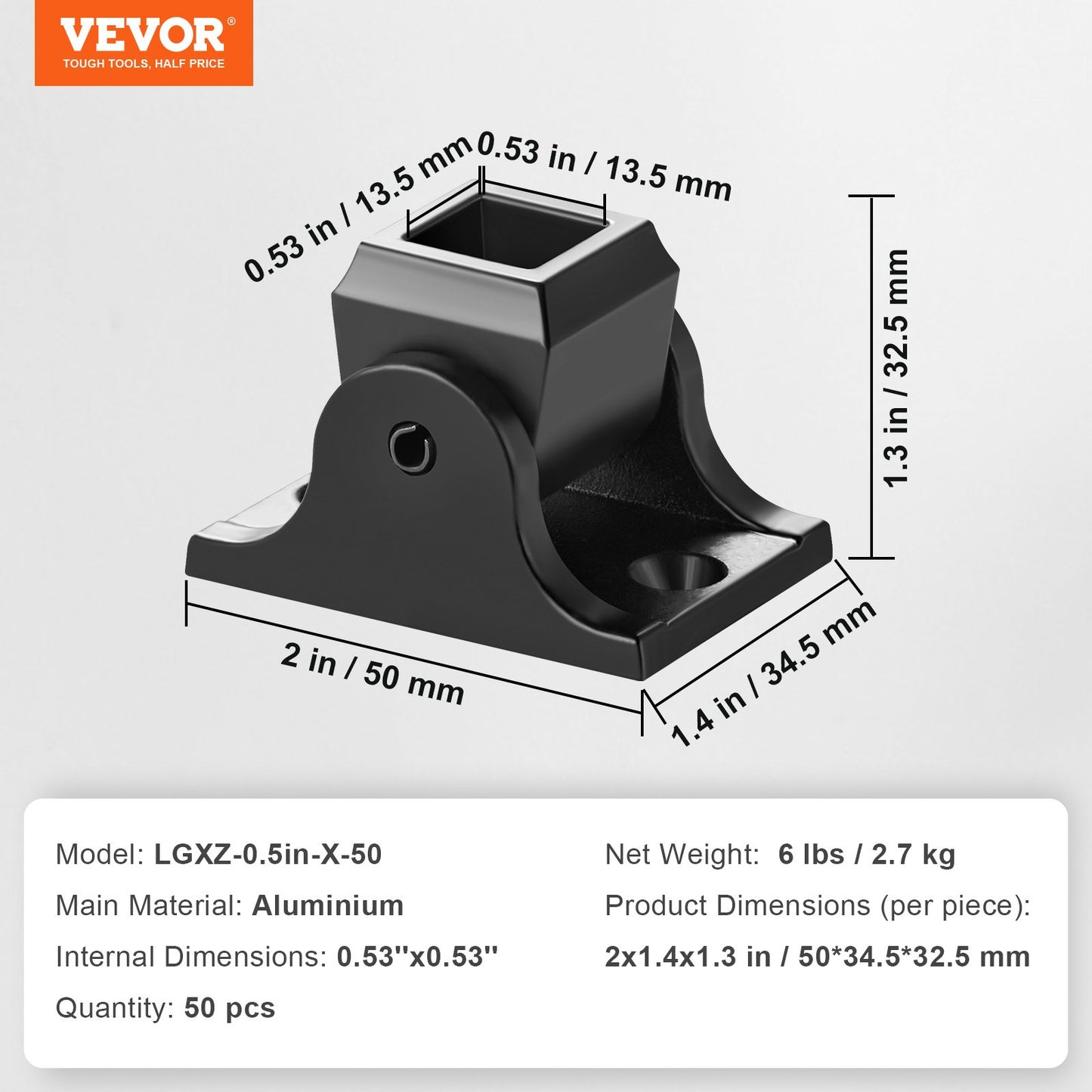 VEVOR 50 PCS Aluminum Alloy Baluster Shoes Slant Wrought Spindles for Staircase