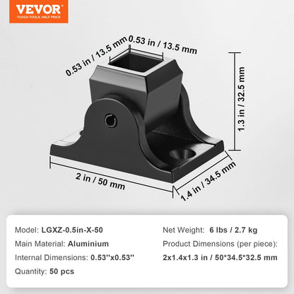 VEVOR 50 PCS Aluminum Alloy Baluster Shoes Slant Wrought Spindles for Staircase