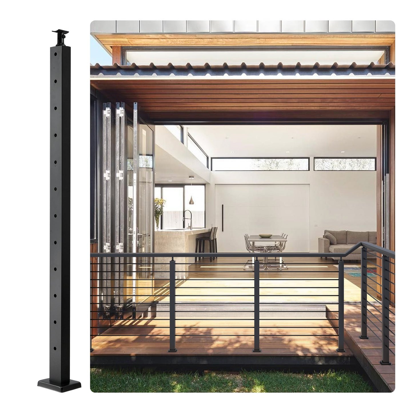 VEVOR Cable Railing Post Level Deck Stair Post 42 x 0.98 x 1.97" Cable Handrail