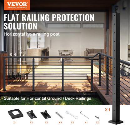 Stainless Steel Black Cable Railing Post for Decks & Stairs, 106.7 x 5 x 5 cm