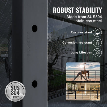 Stainless Steel Black Cable Railing Post for Decks & Stairs, 106.7 x 5 x 5 cm