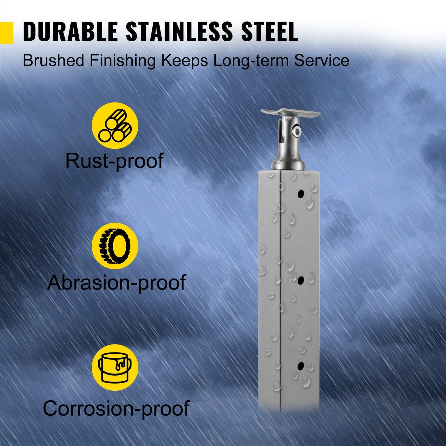 Stainless Steel Cable Railing Post, 106.7 x 2.5 x 5 cm, for Decks and Stairs