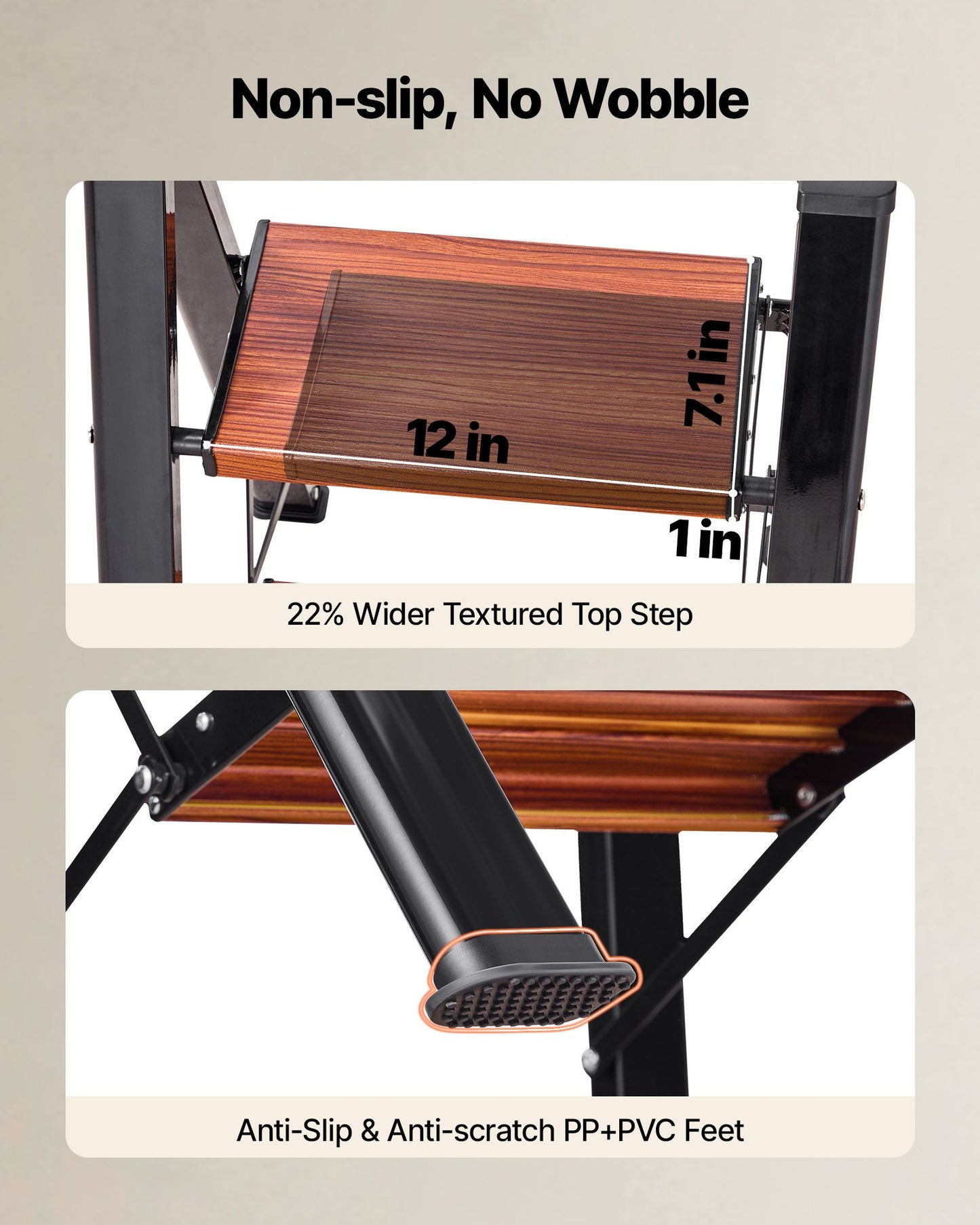 2 Step Ladder, Folding Step Stool with Wide Anti-Slip Pedal and Comfort Handgrip, Lightweight 150 kg Capacity Portable Aluminum Plant Support, Multi-Use for Adults, Home Repairing, Cleaning
