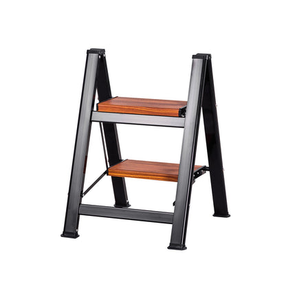 2 Step Ladder, Folding Step Stool with Wide Anti-Slip Pedal and Comfort Handgrip, Lightweight 150 kg Capacity Portable Aluminum Plant Support, Multi-Use for Adults, Home Repairing, Cleaning